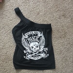 Black One-Shoulder Rock & Roll Top